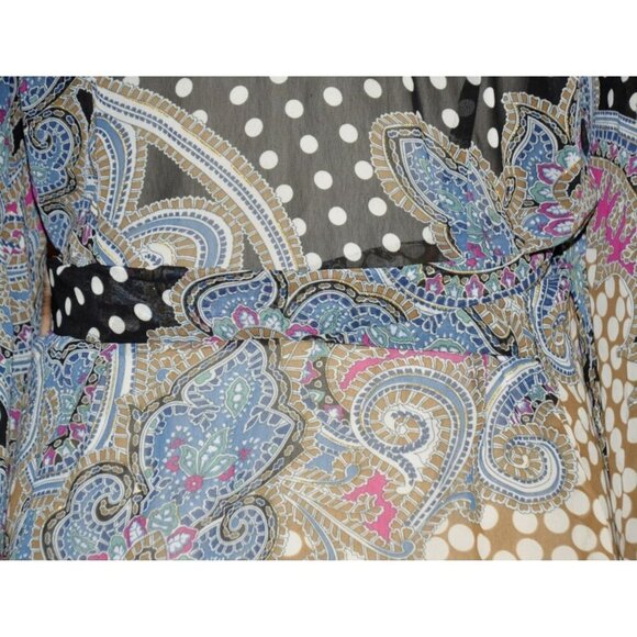 Lane Bryant Mixed Print Floral & Polka Dot Sheer Wrap Blouse Top Size 14W 16W - Picture 10 of 13